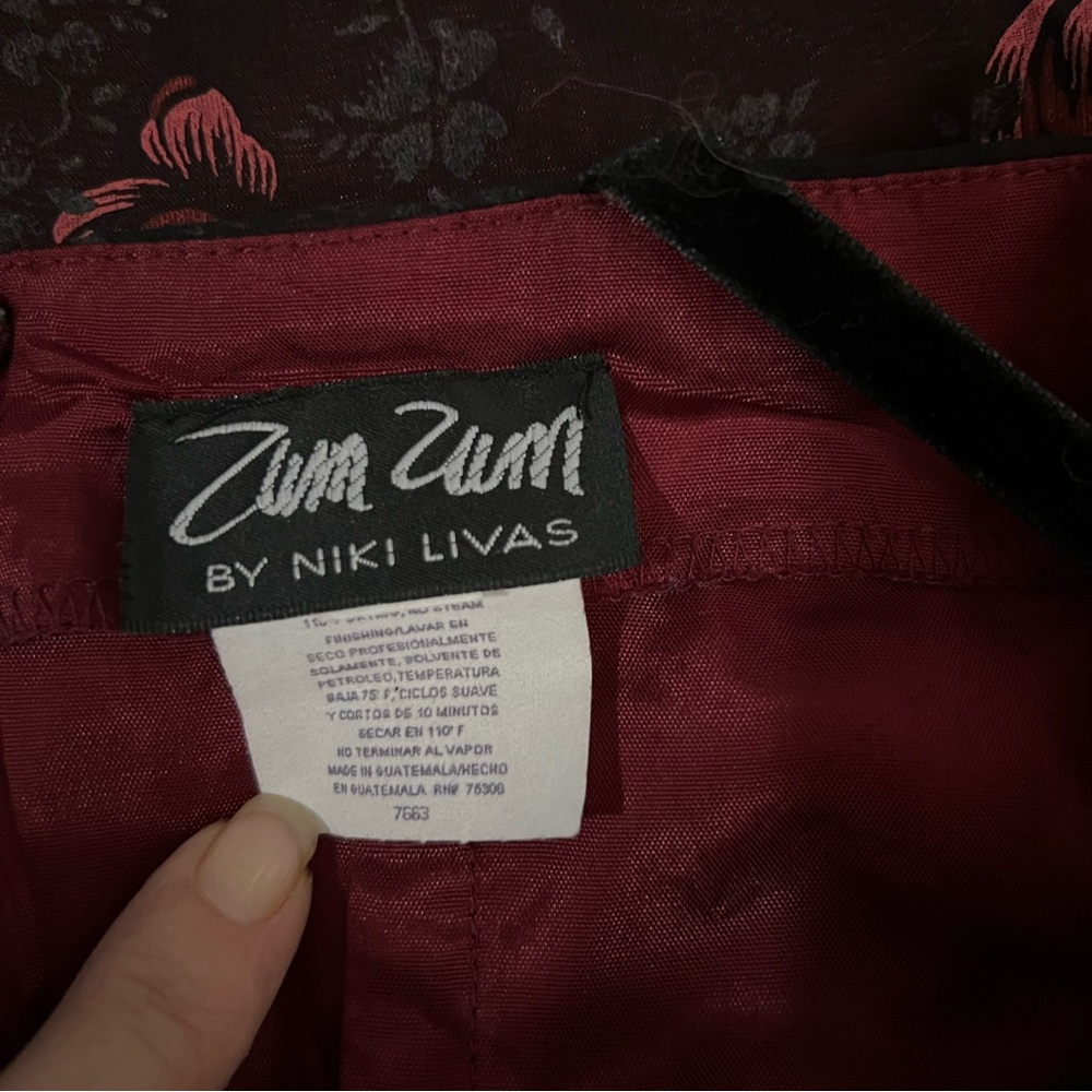 Zum Zum by Niki Livas Y2K Vintage 90s Red Black Floral Mini Size 3 - 4 Dress - Picture 7 of 9